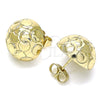Oro Laminado Stud Earring, Gold Filled Style Diamond Cutting Finish, Golden Finish, 02.100.0121.1