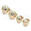 Oro Laminado Stud Earring, Gold Filled Style Diamond Cutting Finish, Golden Finish, 02.100.0121.1