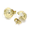 Oro Laminado Stud Earring, Gold Filled Style Diamond Cutting Finish, Golden Finish, 02.100.0122