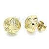 Oro Laminado Stud Earring, Gold Filled Style Diamond Cutting Finish, Golden Finish, 02.100.0122