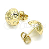 Oro Laminado Stud Earring, Gold Filled Style Diamond Cutting Finish, Golden Finish, 02.100.0123