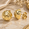 Oro Laminado Stud Earring, Gold Filled Style Diamond Cutting Finish, Golden Finish, 02.100.0123