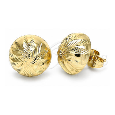 Oro Laminado Stud Earring, Gold Filled Style Diamond Cutting Finish, Golden Finish, 02.100.0124