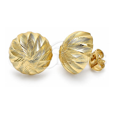 Oro Laminado Stud Earring, Gold Filled Style Diamond Cutting Finish, Golden Finish, 02.100.0124.1