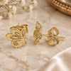 Oro Laminado Stud Earring, Gold Filled Style Butterfly Design, Polished, Golden Finish, 02.100.0126