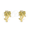 Oro Laminado Stud Earring, Gold Filled Style Dolphin Design, Polished, Golden Finish, 02.100.0128