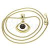 Oro Laminado Pendant Necklace, Gold Filled Style Evil Eye Design, Polished, Golden Finish, 04.351.0027.1.20 (02 MM Thickness, 20 Inches Length)