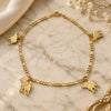 Oro Laminado Charm Anklet , Gold Filled Style Elephant and Concave Cuban Design, Polished, Golden Finish, 03.58.0001.10 (04 MM Thickness, 10 Inches Length)