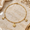 Oro Laminado Charm Anklet , Gold Filled Style Moon and Star Design, Polished, Golden Finish, 03.58.0002.10 (04 MM Thickness, 10 Inches Length)