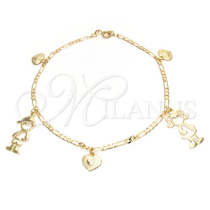 Gold Filled Anklet — Charm Anklet Little Girl and Little Boy Design — main product view — SKU 141879 | Oro Laminado tobillera — Charm Anklet Little Girl and Little Boy diseño — SKU 141879