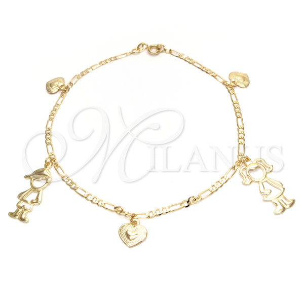 Gold Filled Anklet — Charm Anklet Little Girl and Little Boy Design — main product view — SKU 141879 | Oro Laminado tobillera — Charm Anklet Little Girl and Little Boy diseño — SKU 141879