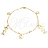 Oro Laminado Charm Anklet , Gold Filled Style Little Girl and Little Boy Design, Polished, Golden Finish, 03.58.0009.10 (04 MM Thickness, 10 Inches Length)