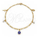 Oro Laminado Charm Anklet , Gold Filled Style Evil Eye and Cross Design, Polished, Golden Finish, 03.58.0012.10 (04 MM Thickness, 10 Inches Length)