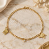 Oro Laminado Charm Anklet , Gold Filled Style Elephant and Curb Design, with White Cubic Zirconia, Polished, Golden Finish, 03.58.0016.10 (04 MM Thickness, 10 Inches Length)