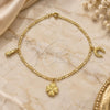 Oro Laminado Charm Anklet , Gold Filled Style Horseshoe and Four-leaf Clover Design, Polished, Golden Finish, 03.58.0020.10 (04 MM Thickness, 10 Inches Length)