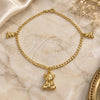 Oro Laminado Charm Anklet , Gold Filled Style Teddy Bear and Curb Design, Polished, Golden Finish, 03.58.0022.10 (04 MM Thickness, 10 Inches Length)