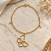Oro Laminado Charm Anklet , Gold Filled Style Butterfly and Figaro Design, with White Cubic Zirconia, Polished, Golden Finish, 03.58.0025.10 (04 MM Thickness, 10 Inches Length)