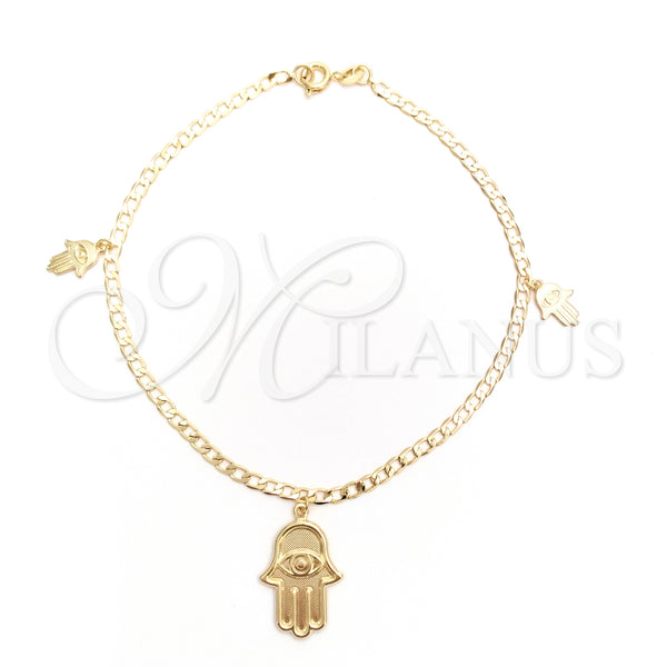 Gold Filled Anklet — Charm Anklet Judaica and Hand of God Design — main product view — SKU 141896 | Oro Laminado tobillera — Charm Anklet Judaica and Hand of God diseño — SKU 141896