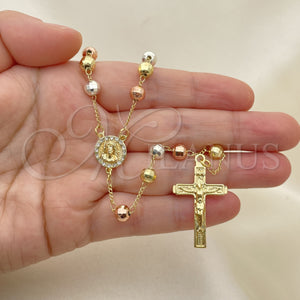 Gold Filled Jewelry — Medium Rosary Jesus and Crucifix Design with White — alternate product view — SKU 141922 | Oro Laminado joyería — Medium Rosary Jesus and Crucifix diseño with blanco — SKU 141922