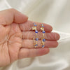 Oro Laminado Medium Hoop, Gold Filled Style Evil Eye Design, Blue Enamel Finish, Golden Finish, 02.213.0219.30