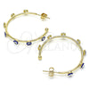 Oro Laminado Medium Hoop, Gold Filled Style Evil Eye Design, Blue Enamel Finish, Golden Finish, 02.213.0219.30
