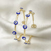 Oro Laminado Medium Hoop, Gold Filled Style Evil Eye Design, Blue Enamel Finish, Golden Finish, 02.213.0219.30