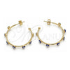 Oro Laminado Medium Hoop, Gold Filled Style Evil Eye Design, Blue Enamel Finish, Golden Finish, 02.213.0219.30