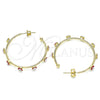 Oro Laminado Medium Hoop, Gold Filled Style Evil Eye Design, Red Enamel Finish, Golden Finish, 02.213.0219.2.30
