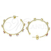 Oro Laminado Medium Hoop, Gold Filled Style Evil Eye Design, Red Enamel Finish, Golden Finish, 02.213.0219.2.30