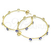 Oro Laminado Medium Hoop, Gold Filled Style Evil Eye Design, Blue Enamel Finish, Golden Finish, 02.213.0219.40