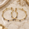 Oro Laminado Medium Hoop, Gold Filled Style Evil Eye Design, Blue Enamel Finish, Golden Finish, 02.213.0219.40