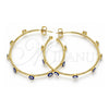 Oro Laminado Medium Hoop, Gold Filled Style Evil Eye Design, Blue Enamel Finish, Golden Finish, 02.213.0219.40