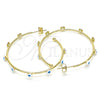 Oro Laminado Medium Hoop, Gold Filled Style Evil Eye Design, White Enamel Finish, Golden Finish, 02.213.0219.1.40