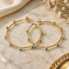 Oro Laminado Medium Hoop, Gold Filled Style Evil Eye Design, White Enamel Finish, Golden Finish, 02.213.0219.1.40