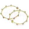 Oro Laminado Medium Hoop, Gold Filled Style Evil Eye Design, Red Enamel Finish, Golden Finish, 02.213.0219.2.40