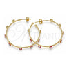 Oro Laminado Medium Hoop, Gold Filled Style Evil Eye Design, Red Enamel Finish, Golden Finish, 02.213.0219.2.40