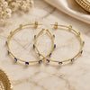 Oro Laminado Large Hoop, Gold Filled Style Evil Eye Design, Blue Enamel Finish, Golden Finish, 02.213.0219.50