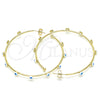 Oro Laminado Large Hoop, Gold Filled Style Evil Eye Design, White Enamel Finish, Golden Finish, 02.213.0219.1.50