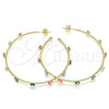 Oro Laminado Large Hoop, Gold Filled Style Evil Eye Design, Multicolor Enamel Finish, Golden Finish, 02.213.0219.3.50
