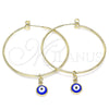 Oro Laminado Medium Hoop, Gold Filled Style Evil Eye Design, Blue Enamel Finish, Golden Finish, 02.213.0220.40