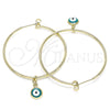 Oro Laminado Medium Hoop, Gold Filled Style Evil Eye Design, Turquoise Enamel Finish, Golden Finish, 02.213.0220.1.40