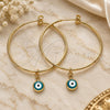 Oro Laminado Medium Hoop, Gold Filled Style Evil Eye Design, Turquoise Enamel Finish, Golden Finish, 02.213.0220.1.40