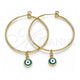 Oro Laminado Medium Hoop, Gold Filled Style Evil Eye Design, Turquoise Enamel Finish, Golden Finish, 02.213.0220.1.40