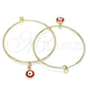 Oro Laminado Medium Hoop, Gold Filled Style Evil Eye Design, Red Enamel Finish, Golden Finish, 02.213.0220.2.40
