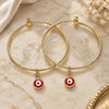 Oro Laminado Medium Hoop, Gold Filled Style Evil Eye Design, Red Enamel Finish, Golden Finish, 02.213.0220.2.40