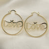Oro Laminado Medium Hoop, Gold Filled Style Nameplate and Love Design, Polished, Golden Finish, 02.213.0221.40