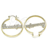 Oro Laminado Medium Hoop, Gold Filled Style Nameplate Design, Polished, Golden Finish, 02.213.0222.30