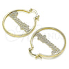 Oro Laminado Medium Hoop, Gold Filled Style Nameplate Design, Polished, Golden Finish, 02.213.0222.30
