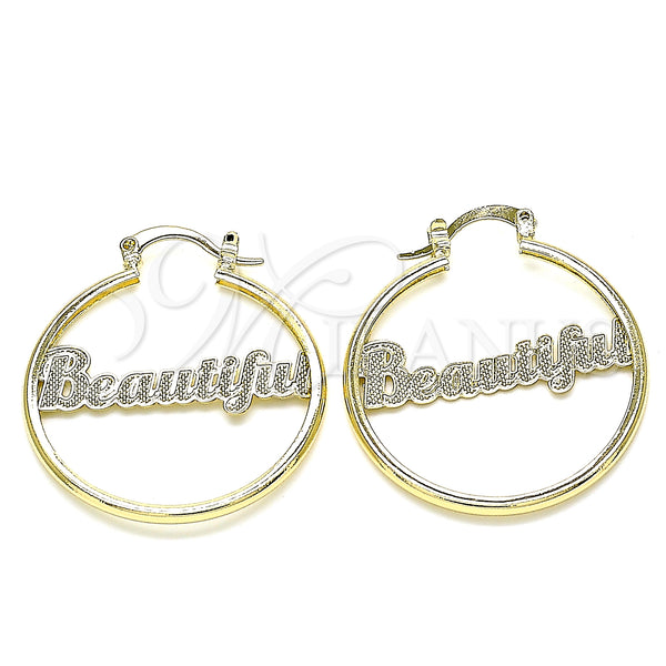 Gold Filled Hoop Earrings — Medium Hoop Nameplate Design Polished 02. for wholesale, main product view