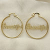 Oro Laminado Medium Hoop, Gold Filled Style Nameplate Design, Polished, Golden Finish, 02.213.0222.40